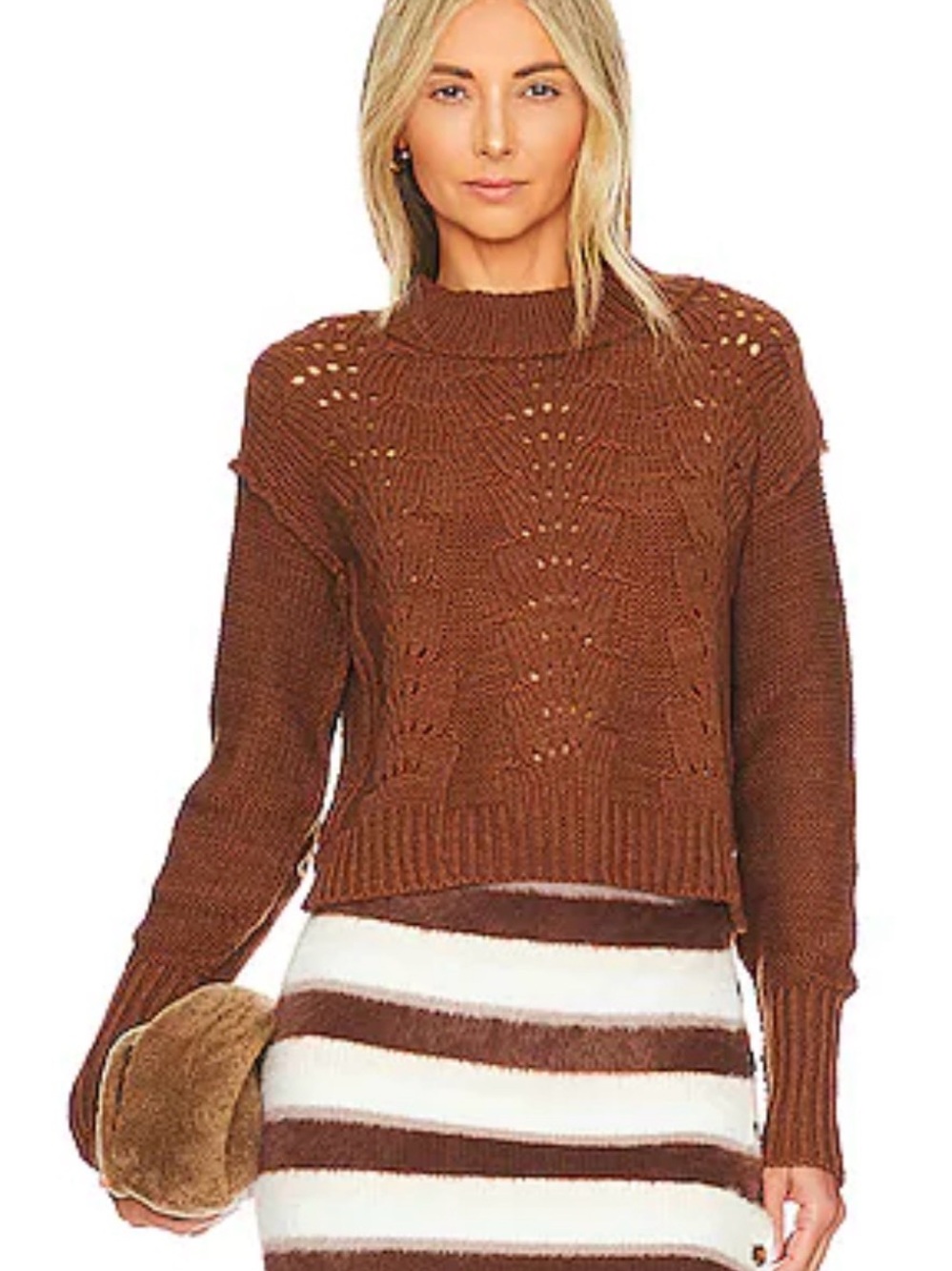 Free People Bell Song Pullover Sweater in the Chocolate Swirl